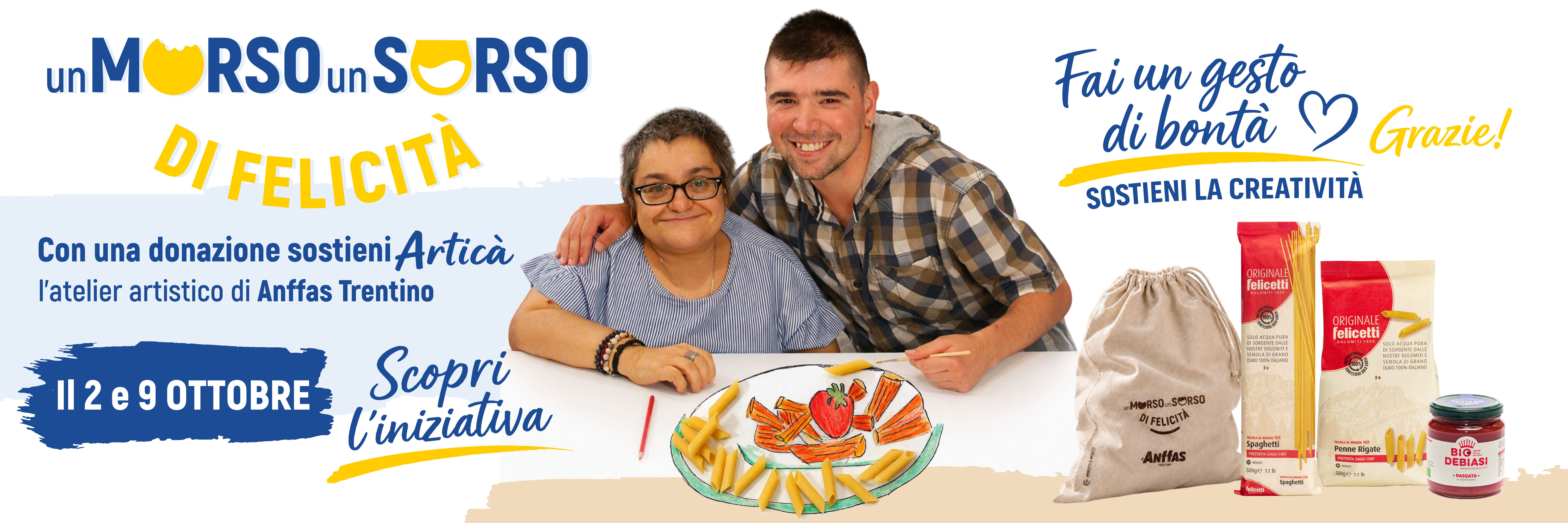 Un Morso Un Sorso di Felicità: il 2 e 9 ottobre sostieni Articà, l'atelier artistico di Anffas Trentino