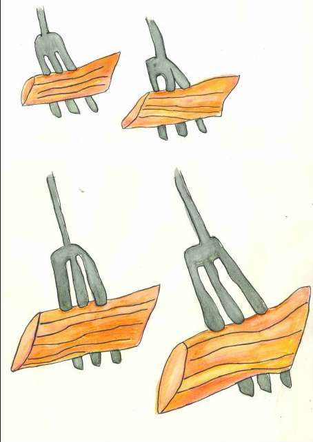 Cartolina artistica con forchette e pasta